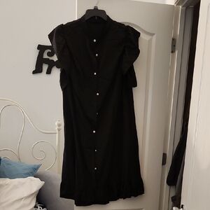 Elegant Black Ruffle Sleeve Dress